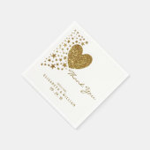 金ゴールドグリッターハートとスター結婚ズ スタンダードカクテルナプキン (角)