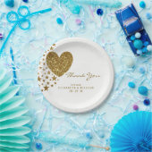 金ゴールドグリッターハートとスター結婚ズ ペーパープレート (パーティー)