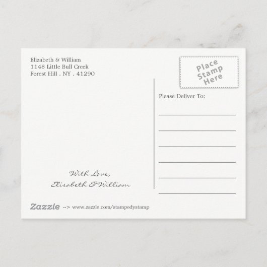 金ゴールドグリッターハートとスター結婚式の日付を保存 案内ポストカード (裏面)