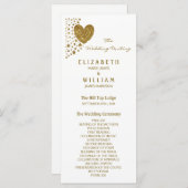 金ゴールドグリッターハートと星結婚式 プログラム (正面/裏面)