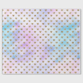 金ゴールドグリッターハートアクアパープルグラデーション ラッピングペーパー (フラット)