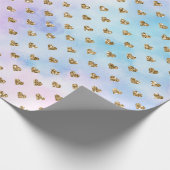 金ゴールドグリッターハートアクアパープルグラデーション ラッピングペーパー (角)