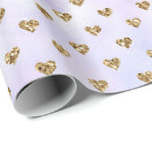 金ゴールドグリッターハートアクアパープルグラデーション ラッピングペーパー (ロールコーナー)