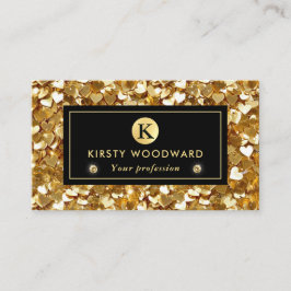 金ゴールドグリッターハートシークインパターン 名刺