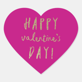 金ゴールドグリッターハートハッピーバレンタインデーのシール ハートシール