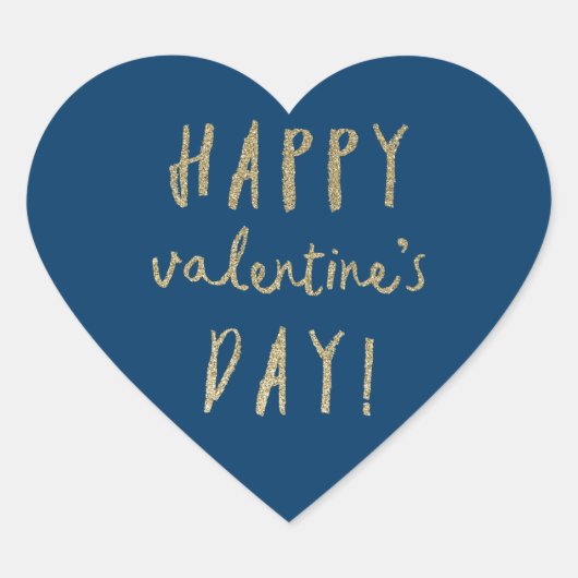金ゴールドグリッターハートハッピーバレンタインデーのシール ハートシール (正面)