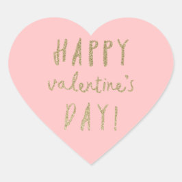 金ゴールドグリッターハートハッピーバレンタインデーのシール ハートシール