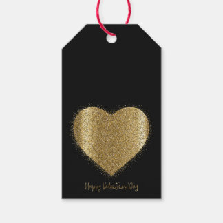金ゴールドグリッターハートバレンタインデイギフトラベル ギフトタグ