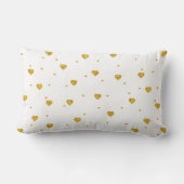 金ゴールドグリッターハートパターン白い背景 ランバークッション (裏面)