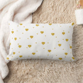 金ゴールドグリッターハートパターン白い背景 ランバークッション (ブランケット)