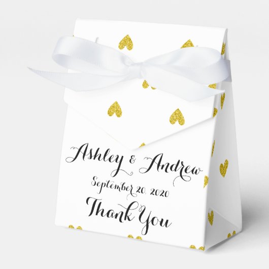 金ゴールドグリッターハートパターン フェイバーボックス (正面サイド)