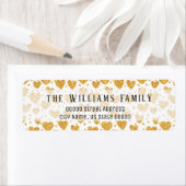 金ゴールドグリッターハートパーソナライズされたのReturn Address ラベル (インサイチュ)