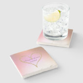 金ゴールドグリッターハートピンクグラデーションラブ ストーンコースター (横)