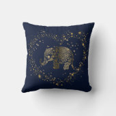 金ゴールドグリッターハートフレーム金ゴールドフローラ象 クッション (裏面)