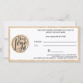 金ゴールドグリッターハートブラックロゴギフト券 (裏面)