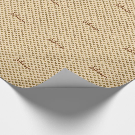 金ゴールドグリッターハートモノグラムのクリスマス ラッピングペーパー (角)