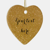 金ゴールドグリッターハート写真クリスマスツリーオーナメント セラミックオーナメント (右)