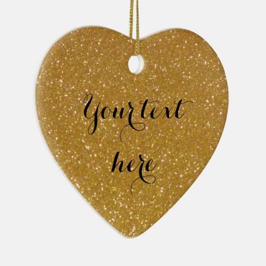 金ゴールドグリッターハート写真クリスマスツリーオーナメント セラミックオーナメント (右)