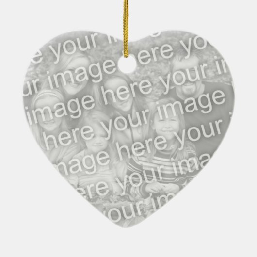 金ゴールドグリッターハート写真クリスマスツリーオーナメント セラミックオーナメント (裏面)