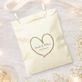 金ゴールドグリッターハート結婚式の引き出物バッグ フェイバーバッグ (クリップ留めされた状態)