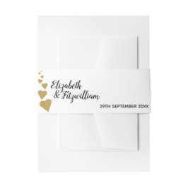 金ゴールドグリッターハート結婚式招待状帯 招待状ベリーバンド