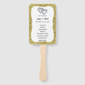 金ゴールドグリッターハート結婚式 プログラムファン ハンドファン (正面)