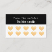 金ゴールドグリッターハート10サロンパンチ顧客ロイヤリティ ロイヤリティカード (裏面)