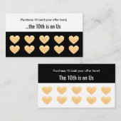 金ゴールドグリッターハート10サロンパンチ顧客ロイヤリティ ロイヤリティカード (正面/裏面)