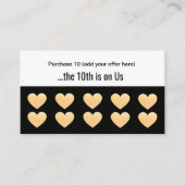 金ゴールドグリッターハート10サロンパンチ顧客ロイヤリティ ロイヤリティカード (正面)