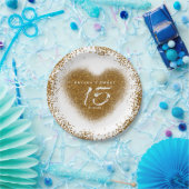 金ゴールドグリッターハート15キンセインセラパーティープレート ペーパープレート (パーティー)