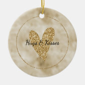 金ゴールドグリッターハート セラミックオーナメント (正面)