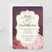 金ゴールドグリッターハート、ドレス《写真》ぼけ味ブライダルシャワー 招待状 (正面)