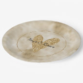 金ゴールドグリッターハート ペーパープレート (アングル)