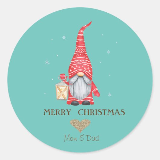 金ゴールドグリッターハート、格言雪片 ラウンドシール (正面)