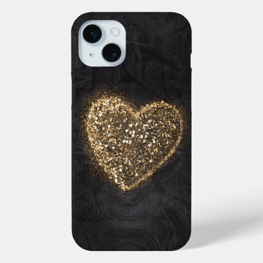 金ゴールドグリッターハート（黒いテクスチャ） Case-Mate iPhoneケース (裏面)
