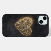 金ゴールドグリッターハート（黒いテクスチャ） Case-Mate iPhoneケース (裏面 (横))