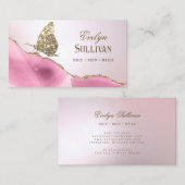 金ゴールドグリッターバタフライピンクアジト 名刺 (正面/裏面)