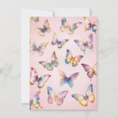 金ゴールドグリッターバタフライ誕生日招待状 招待状 (裏面)