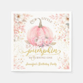 金ゴールドグリッターバラフローラガールカボチャ1st誕生日 スタンダードカクテルナプキン (正面)