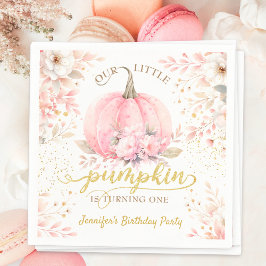 金ゴールドグリッターバラフローラガールカボチャ1st誕生日 スタンダードカクテルナプキン