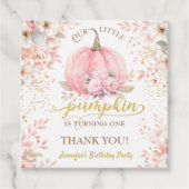 金ゴールドグリッターバラフローラガールカボチャ1st誕生日 フェイバータグ (正面)