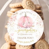 金ゴールドグリッターバラフローラガールカボチャ1st誕生日 ラウンドシール