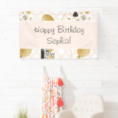 金ゴールドグリッターバルーンとパーティーハットキッド誕生日 横断幕 (インサイチュ)