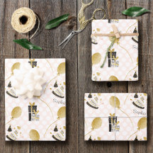 金ゴールドグリッターバルーンとパーティー帽子子供の誕生日