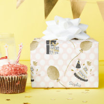 金ゴールドグリッターバルーンとパーティー帽子子供の誕生日