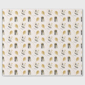 金ゴールドグリッターバルーンとパーティー帽子子供の誕生日 ラッピングペーパー (フラット)