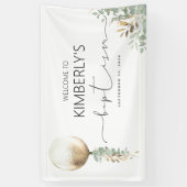 金ゴールドグリッターバルーンバプテスマ 横断幕 (縦)