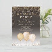 金ゴールドグリッターバルーン大晦日パーティー 招待状 (スタンド正面)