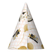 金ゴールドグリッターバルーン子供の名前誕生日 パーティーハット (裏面)