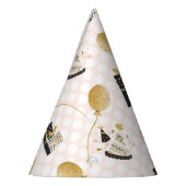 金ゴールドグリッターバルーン子供の名前誕生日 パーティーハット (左)